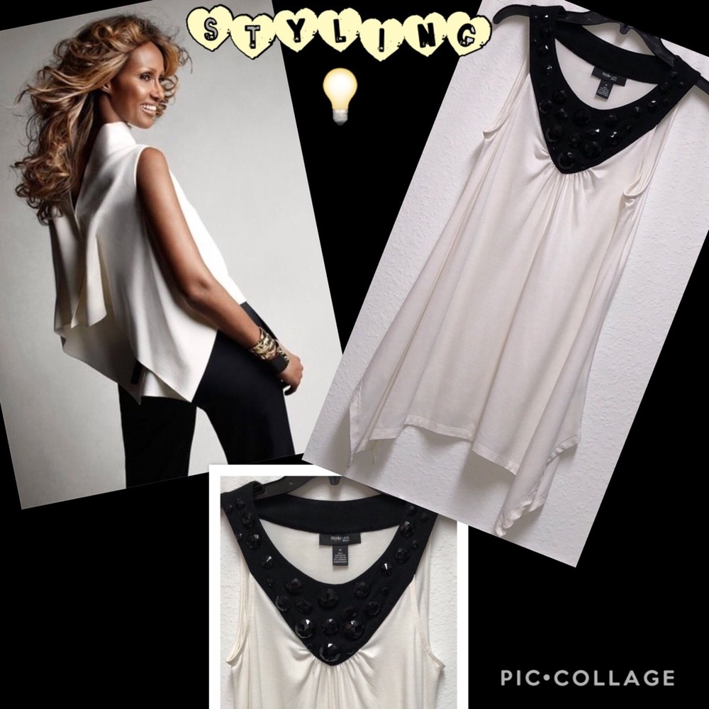 🦋Light cream/White Assymetric Tunic
